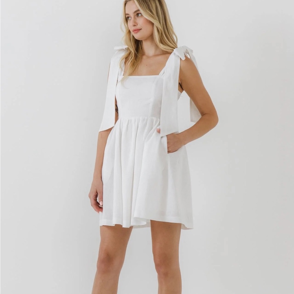 endless rose Bowed Baby Doll Mini Dress